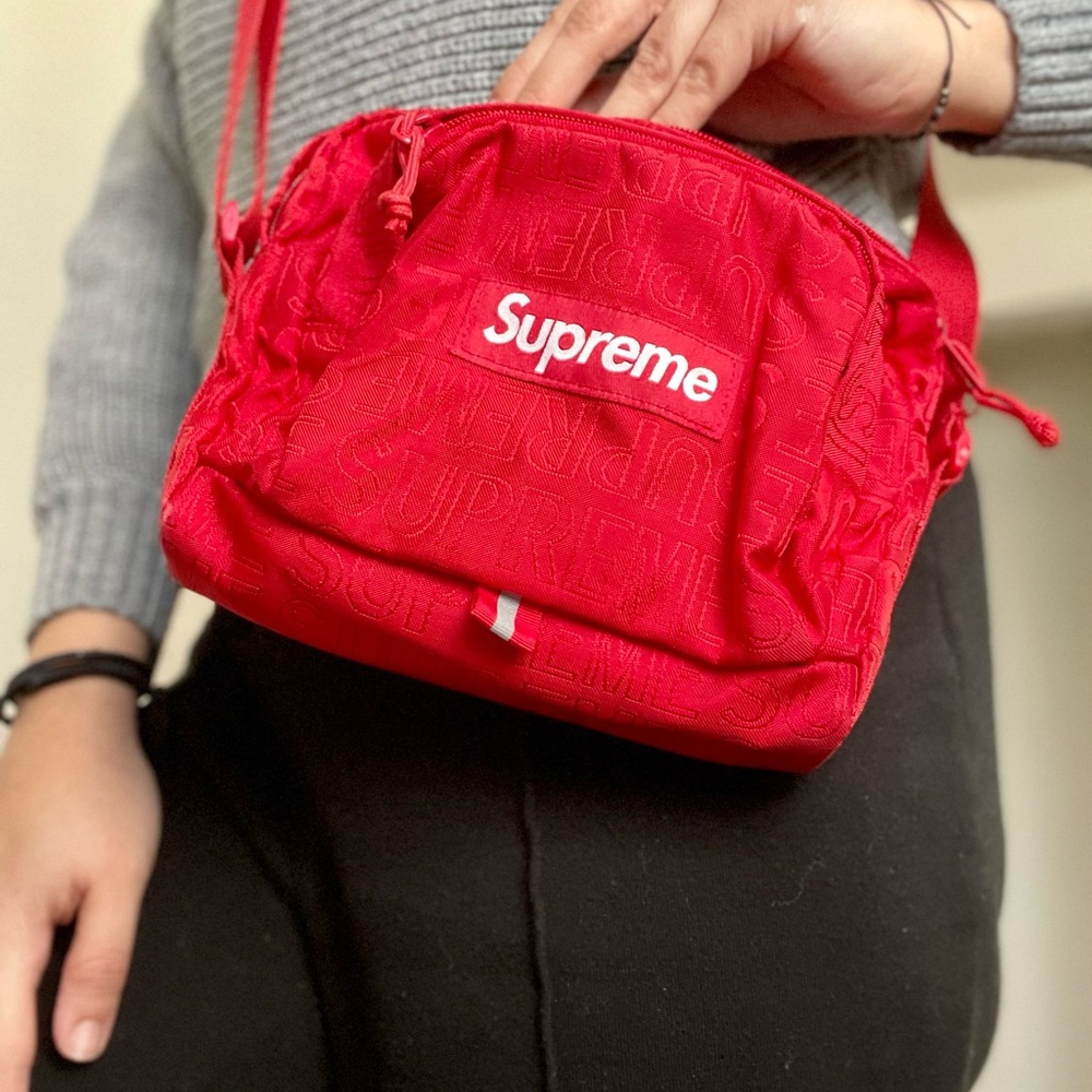 Supreme Red Logo Shoulder Bag